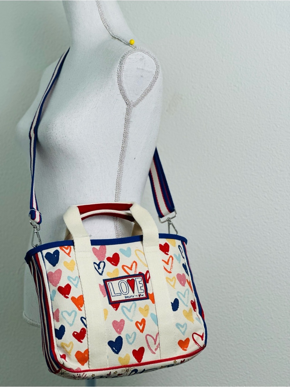 Brighton Red White and You Mini Tote Bag with Crossbody Strap